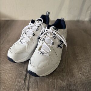 New Balance White and Navy Sneakers